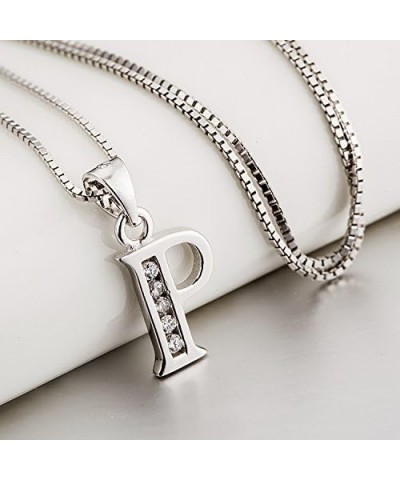 Initial Pendant Necklace Sterling Silver with Cubic Zirconial 26 Letter Alphabet Jewelry Gifts for Mom Women Teen Girl Alphab...