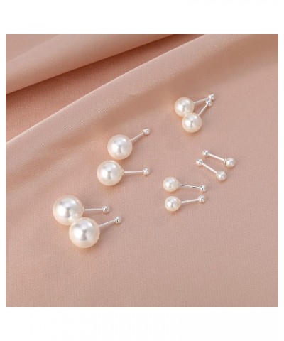 Shell Pearl Small Stud Earrings for Women Girls 925 Sterling Silver Helix Screw Black Mini 20G Cartilage Tragus Round Ball Pe...