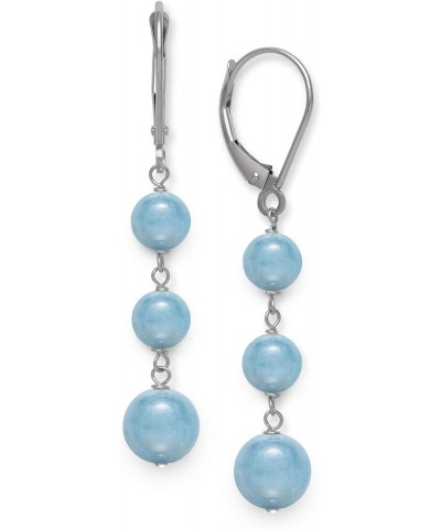 Sterling Silver Natural Aquamarine Drop Earrings for Women $24.78 Earrings