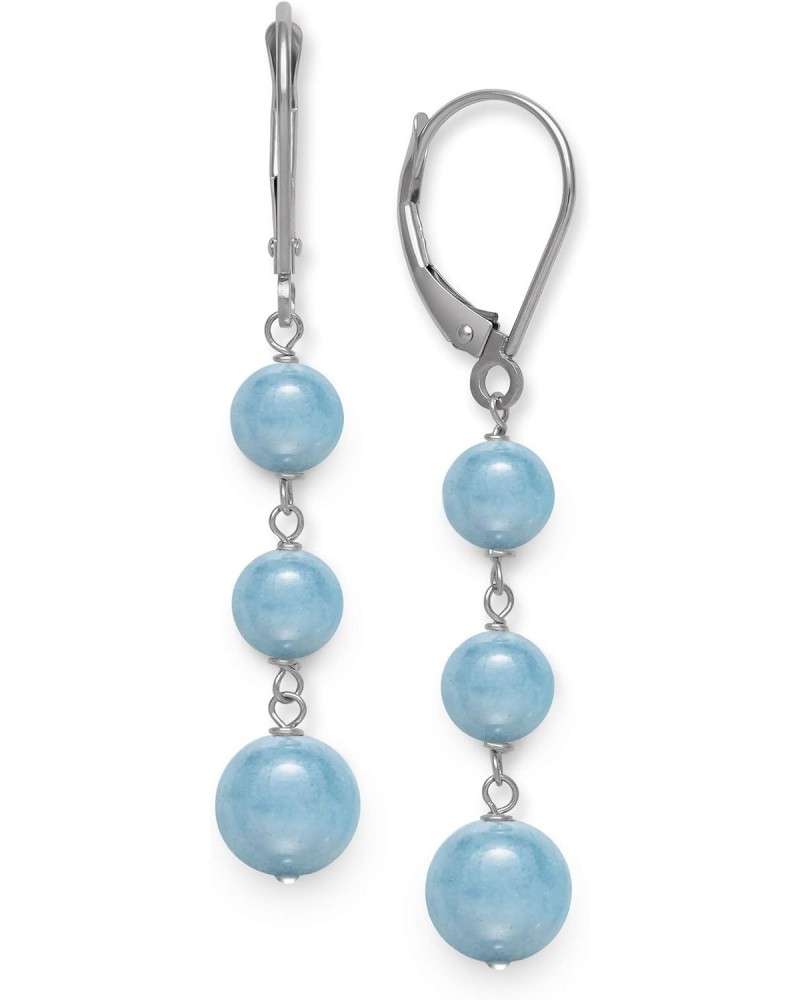 Sterling Silver Natural Aquamarine Drop Earrings for Women $24.78 Earrings