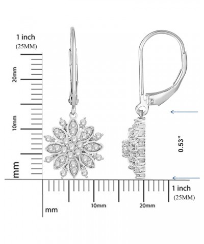 1/2 Cttw Diamond Snowflake Lever Back Earrings for Women in Rhodium Plated 925 Sterling Silver Color I-J/Clarity I1-I2 $61.56...