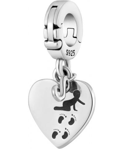 Animal Footprints Always in My Heart Heart Open Clasp Clip On Pendant 925 Sterling Silver Charm For Pandora & Other Charm Bra...