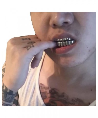 24K Gold Plated Hip Hop Teeth Grillz Punk Custom Fit Teeth Grillz Caps Top & Bottom Grill Set Removable Hip Hop Mouth Grills ...