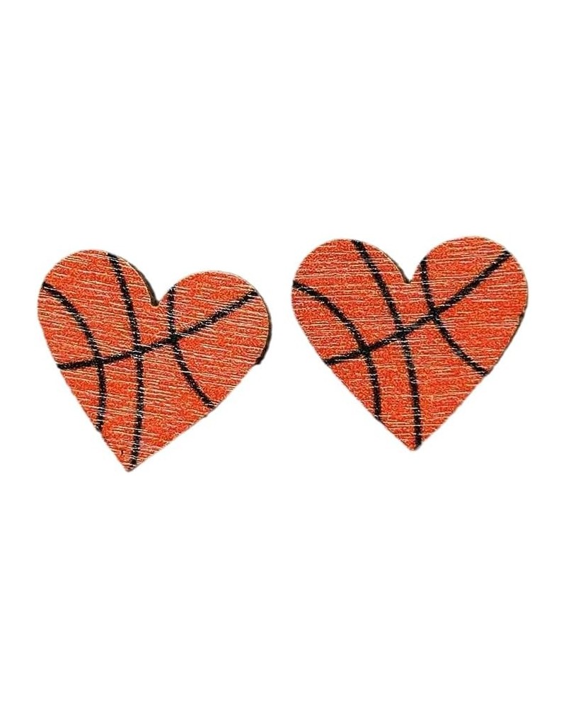 Heart Ball Sports Stud Earrings Heart Shape Basketball Volleyball Baseball American Football Stud Earrings for Women Girls 3 ...