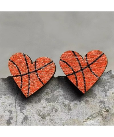 Heart Ball Sports Stud Earrings Heart Shape Basketball Volleyball Baseball American Football Stud Earrings for Women Girls 3 ...