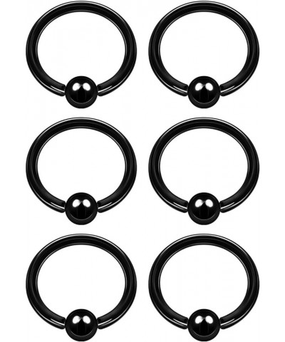 6PCS Captive Ring Ball Cartilage Tragus Nose Septum Earrings Eyebrow Piercing Jewelry More Colors and Size 14g - 10mm - Black...