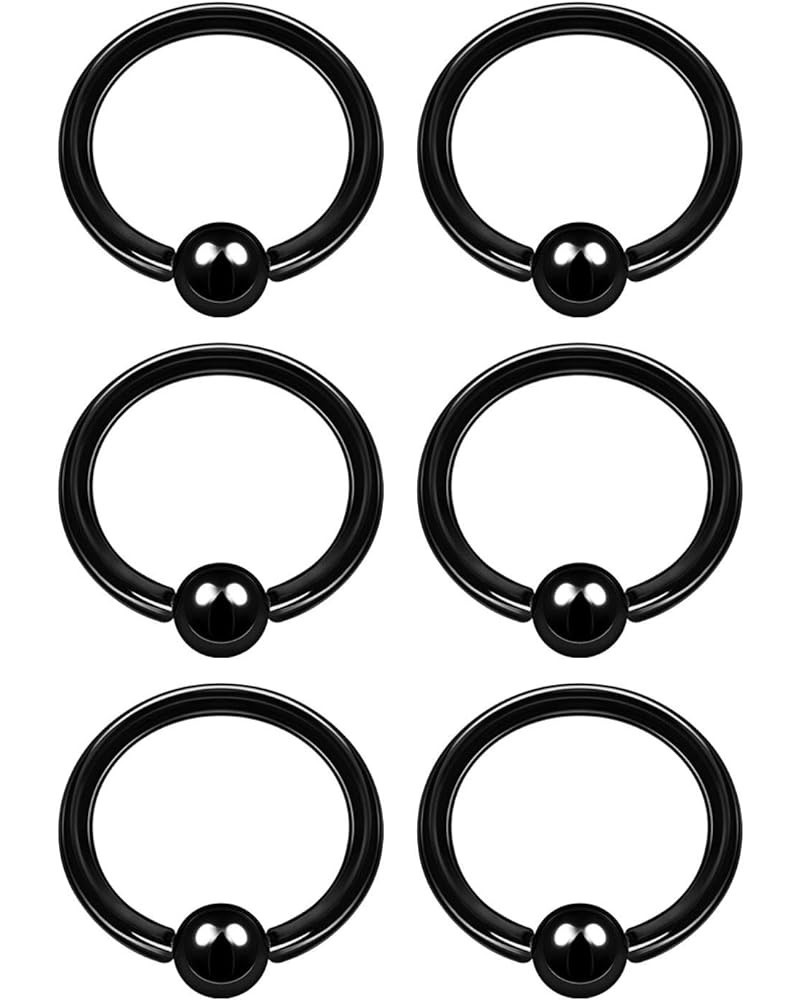 6PCS Captive Ring Ball Cartilage Tragus Nose Septum Earrings Eyebrow Piercing Jewelry More Colors and Size 14g - 10mm - Black...