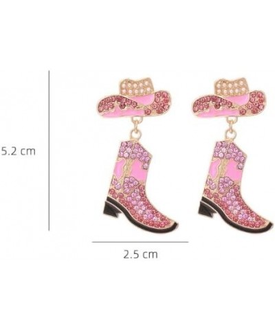 Rhinestone Western Cowboy Earrings Hypoallergenic Cute Alloy Drop Oil Set Diamond Western Cowboy Hat Boots Pendant Earrings J...