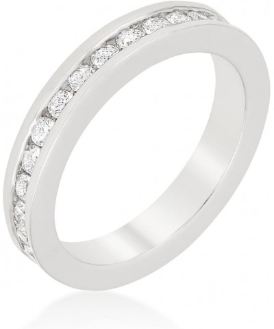 Rhodium Plated Channel Set Stackable Eternity Band with Round Cut Cubic Zirconia $11.33 Others