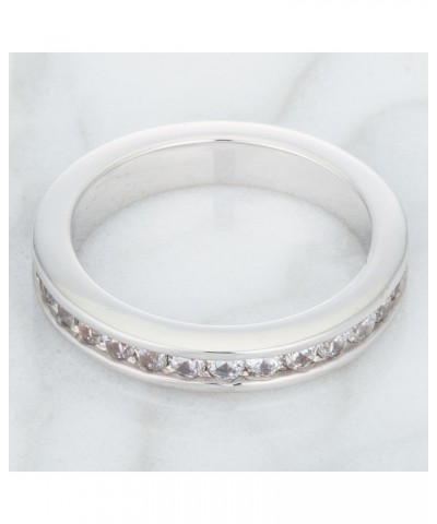 Rhodium Plated Channel Set Stackable Eternity Band with Round Cut Cubic Zirconia $11.33 Others