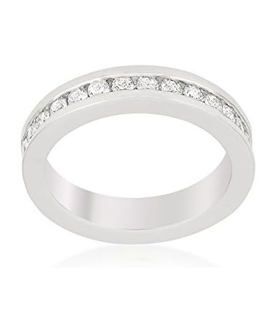 Rhodium Plated Channel Set Stackable Eternity Band with Round Cut Cubic Zirconia $11.33 Others