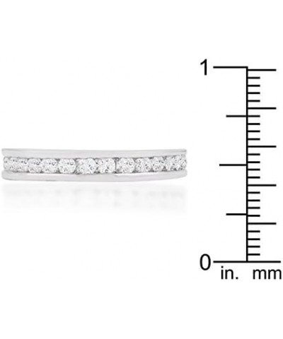 Rhodium Plated Channel Set Stackable Eternity Band with Round Cut Cubic Zirconia $11.33 Others