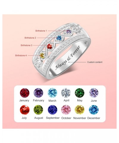 Custom Mother Ring with 1-6 Birthstones & Engraving Text Personalized Birthstone Rings for Women Mother Family Rings Ideal Je...