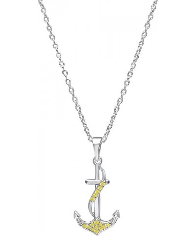 0.10 Carat (ctw) Round Diamond Ladies Alluring Ribbon Anchor Pendant with 18 Inch Silver Chain 1/10 CT | Available in 10K/14K...