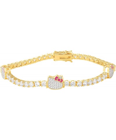 Sanrio Womens Pave CZ Tennis Bracelet Official License, 7.5" 18kt Gold Flash-Plated Sterling Silver Bracelet $53.30 Bracelets