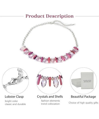 Layered Beaded Necklaces for Women Chunky Statement Necklace Silver Chain Fashion Jewelry Gift for Her 11-Fuchsia $6.71 Neckl...