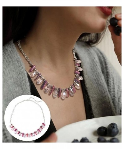 Layered Beaded Necklaces for Women Chunky Statement Necklace Silver Chain Fashion Jewelry Gift for Her 11-Fuchsia $6.71 Neckl...