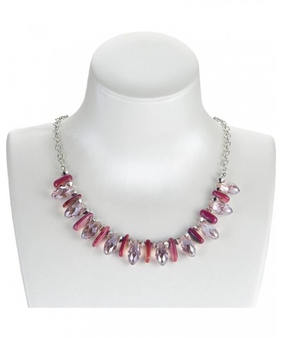 Layered Beaded Necklaces for Women Chunky Statement Necklace Silver Chain Fashion Jewelry Gift for Her 11-Fuchsia $6.71 Neckl...