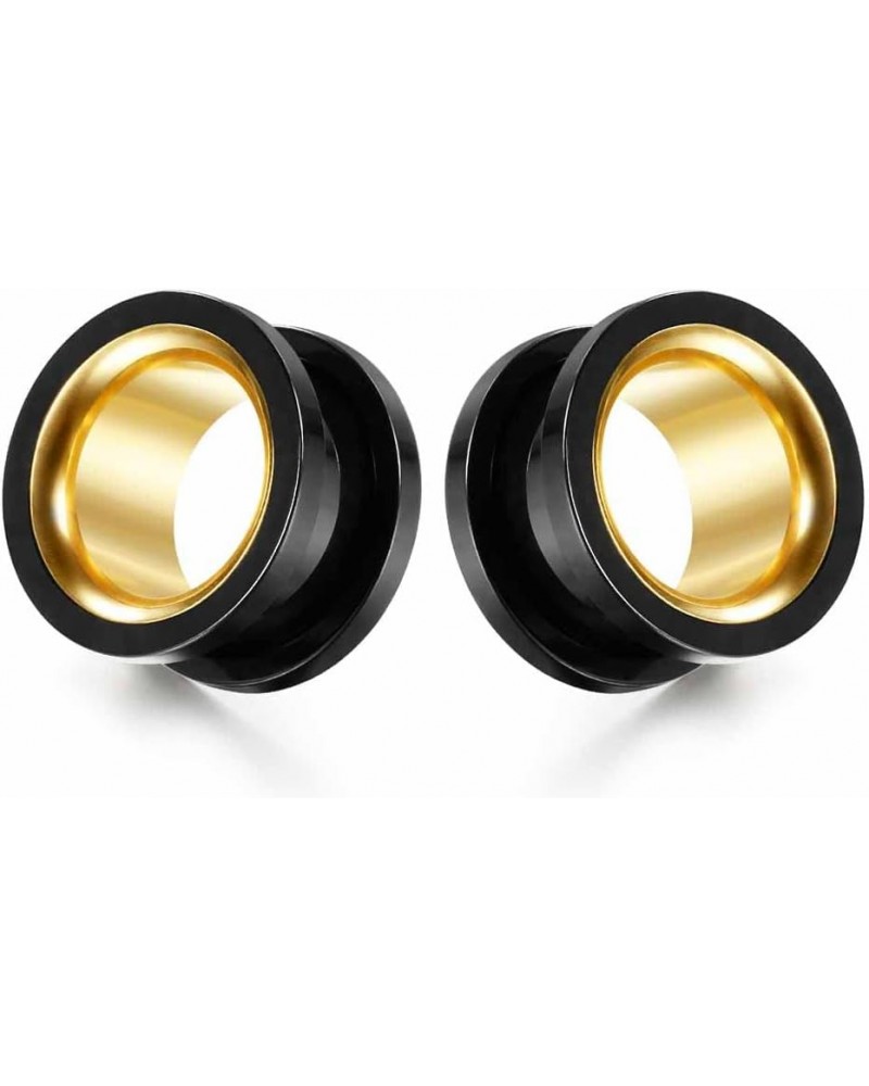 2PCS Stainless Steel Screw Ear Gauges Tunnels Hollow Double Flare Black Gold For Man For Woman Body Piercing Jewelry 6mm-30mm...