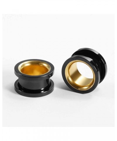 2PCS Stainless Steel Screw Ear Gauges Tunnels Hollow Double Flare Black Gold For Man For Woman Body Piercing Jewelry 6mm-30mm...