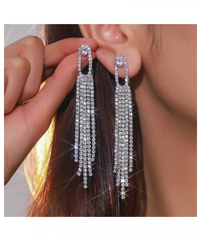 Rhinestone Earrings Prom Earrings for Women Long Tassel Earrings Wedding Earrings for Brides Rhinestone Statement Earrings Pu...