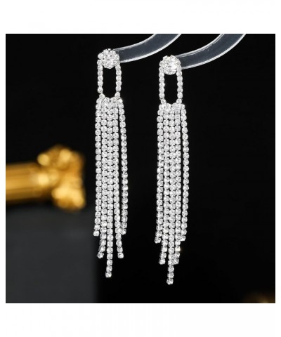 Rhinestone Earrings Prom Earrings for Women Long Tassel Earrings Wedding Earrings for Brides Rhinestone Statement Earrings Pu...