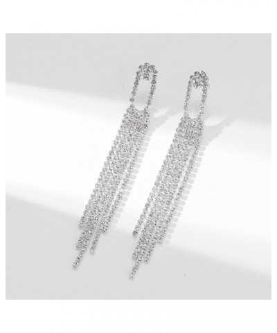 Rhinestone Earrings Prom Earrings for Women Long Tassel Earrings Wedding Earrings for Brides Rhinestone Statement Earrings Pu...