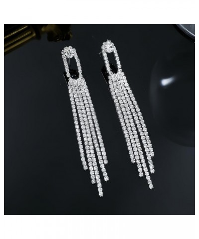 Rhinestone Earrings Prom Earrings for Women Long Tassel Earrings Wedding Earrings for Brides Rhinestone Statement Earrings Pu...