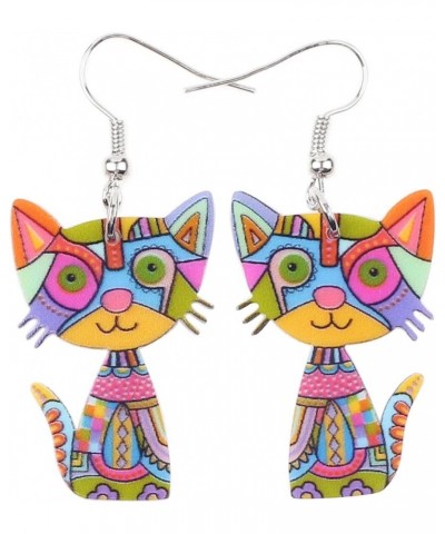 Acrylic Drop Cat Earrings Pets Funny Design 7 Color Lovely Gift For Girl Women By The Multicolor $7.07 Earrings