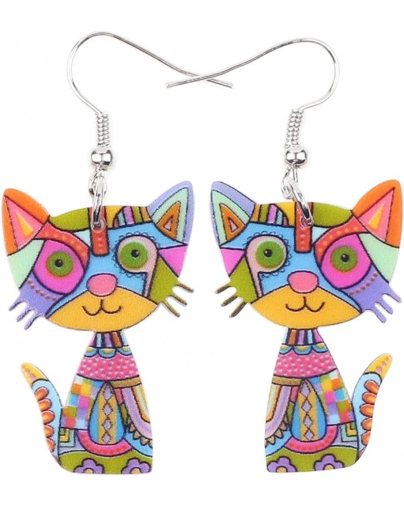 Acrylic Drop Cat Earrings Pets Funny Design 7 Color Lovely Gift For Girl Women By The Multicolor $7.07 Earrings