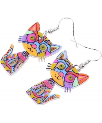 Acrylic Drop Cat Earrings Pets Funny Design 7 Color Lovely Gift For Girl Women By The Multicolor $7.07 Earrings