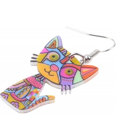 Acrylic Drop Cat Earrings Pets Funny Design 7 Color Lovely Gift For Girl Women By The Multicolor $7.07 Earrings