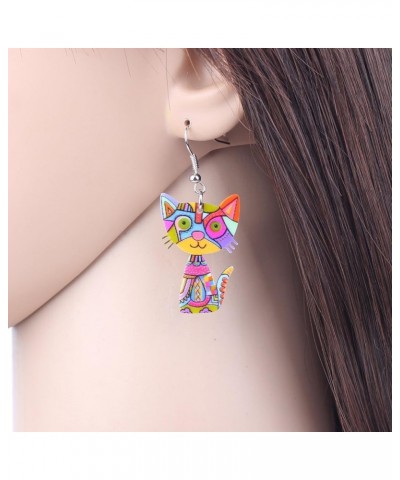 Acrylic Drop Cat Earrings Pets Funny Design 7 Color Lovely Gift For Girl Women By The Multicolor $7.07 Earrings