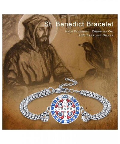 Patron Saint Amulet Bracelet | Cross Faith Bracelet | Skull Bracelet | 925 Sterling Silver Religious Protection Medal Bracele...