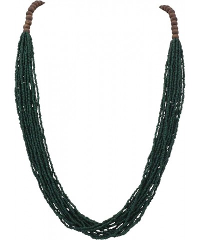 Long Multiple Row Handmade Beaded Statement Necklace with Gift Box (NK-10407) Posy Green $12.41 Jewelry Sets