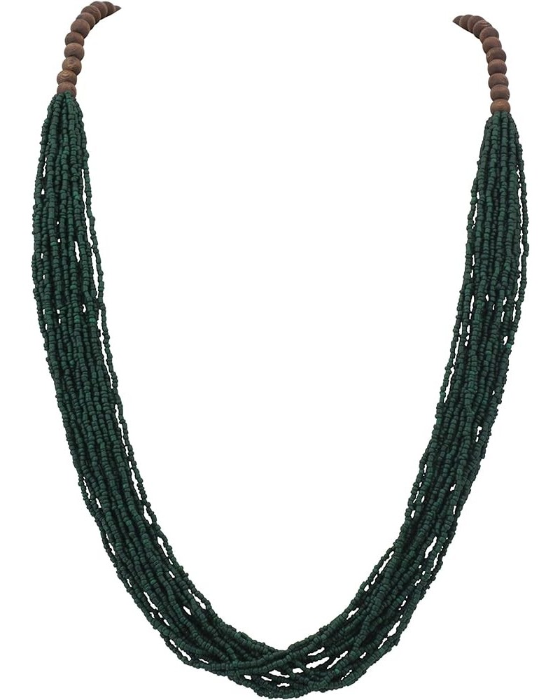 Long Multiple Row Handmade Beaded Statement Necklace with Gift Box (NK-10407) Posy Green $12.41 Jewelry Sets