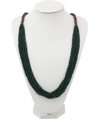 Long Multiple Row Handmade Beaded Statement Necklace with Gift Box (NK-10407) Posy Green $12.41 Jewelry Sets