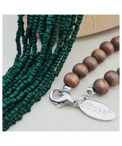 Long Multiple Row Handmade Beaded Statement Necklace with Gift Box (NK-10407) Posy Green $12.41 Jewelry Sets