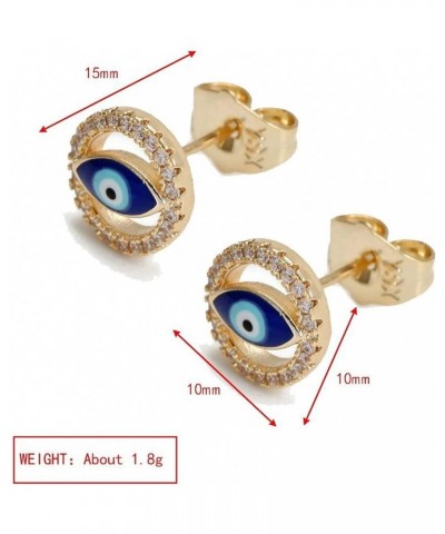 Lucky Eye Heart Turkish Evil Eye Stud Earrings Copper Round Zircon Drip Oil Small Earrings for Women Girls Men Jewelry 6 $10....