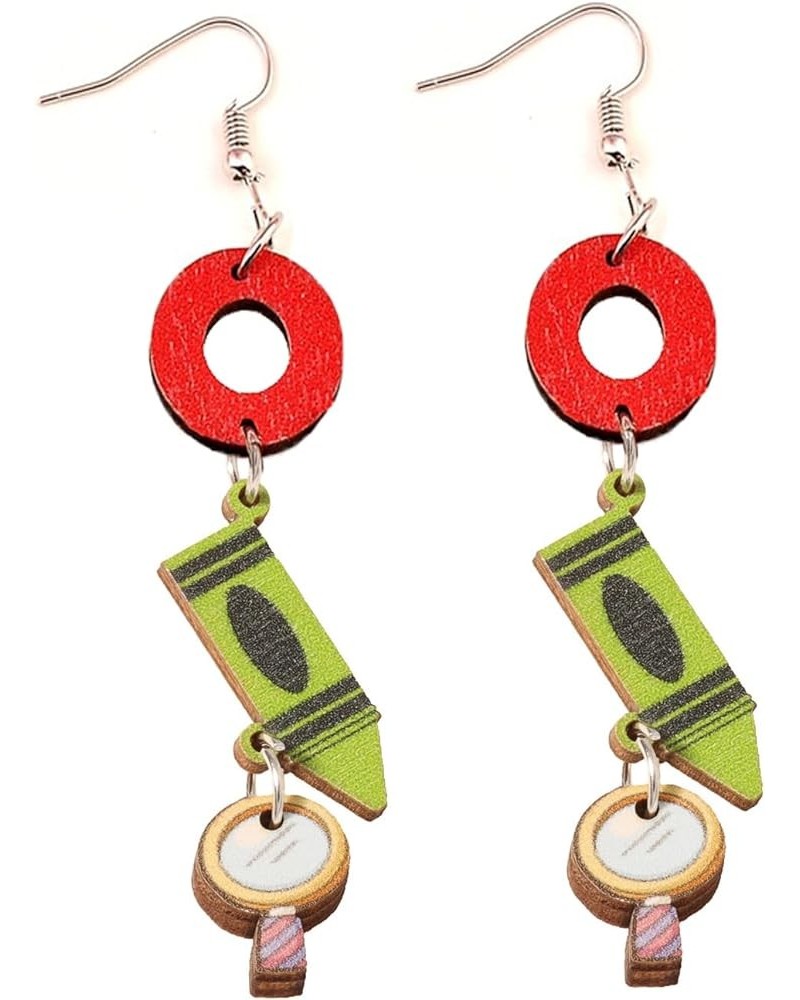 Cute Crayon Earrings Pencil Drop Dangle Earrings Funny Wooden Teacher's Errings for Women Girls Teacher Student Graduation Ba...