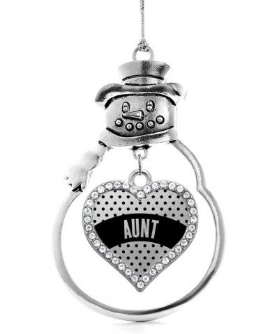 Silver Open Heart Charm Snowman Ornament with Cubic Zirconia Jewelry Black Polka Dot Aunt $8.10 Bracelets