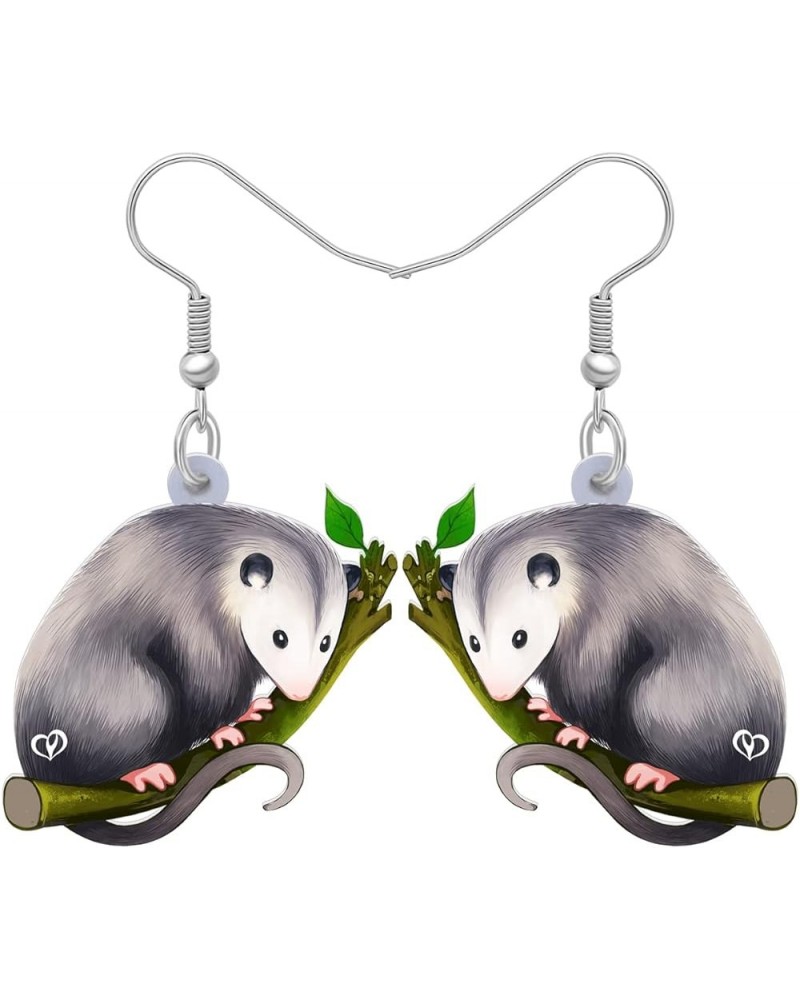 Acrylic Adorable Possum Earrings Dangle Charms Opossum Jewelry for Women Girls Possum Gifts Fog $6.75 Earrings