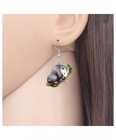 Acrylic Adorable Possum Earrings Dangle Charms Opossum Jewelry for Women Girls Possum Gifts Fog $6.75 Earrings