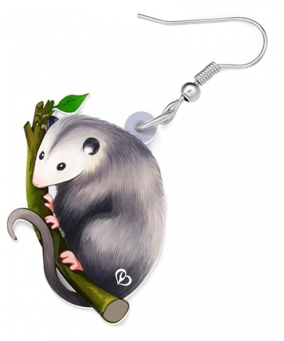 Acrylic Adorable Possum Earrings Dangle Charms Opossum Jewelry for Women Girls Possum Gifts Fog $6.75 Earrings