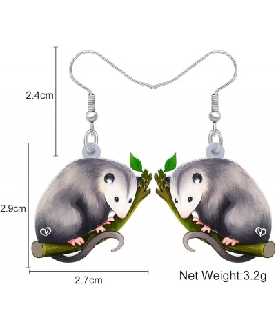 Acrylic Adorable Possum Earrings Dangle Charms Opossum Jewelry for Women Girls Possum Gifts Fog $6.75 Earrings