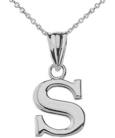 14K White Gold Fine Dangling Initial A-Z Charm Pendant with Rolo Chain - Your Choice of Chain Lengths 18.0 Inches S $94.59 Ne...