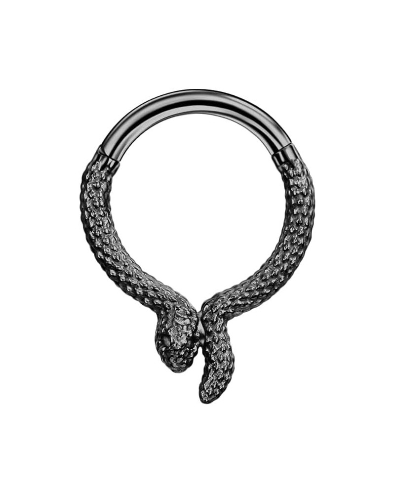 316L Surgical Steel Septum for Women Clicker Hypoallergenic Septum Jewelry 16g 7mm Triangle Piercing Jewelry Black/Silver 1pc...