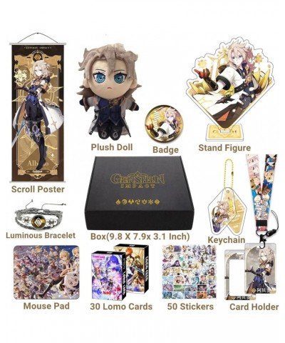 Genshin Impact Box Merch Set with 11 Gifts, Wanderer Cyno Xiao All 5 Stars Characters Plush Poster Acrylic Stand Bracelet Sti...