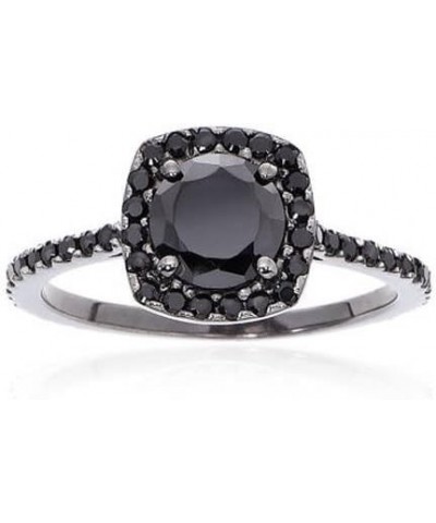 1 1/2ct Black Diamond Cushion Halo Engagement Ring 14K Black Gold $161.60 Rings