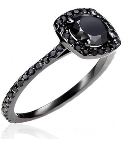 1 1/2ct Black Diamond Cushion Halo Engagement Ring 14K Black Gold $161.60 Rings